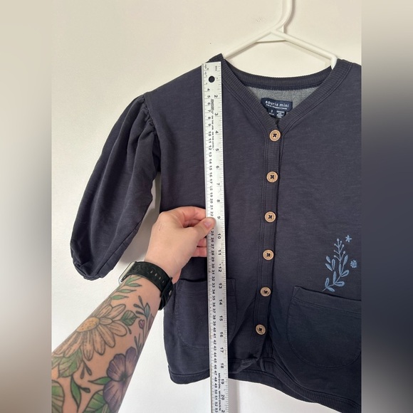 French Terry Navy Button-Up Cardigan | Souris Mini - Picture 2 of 7
